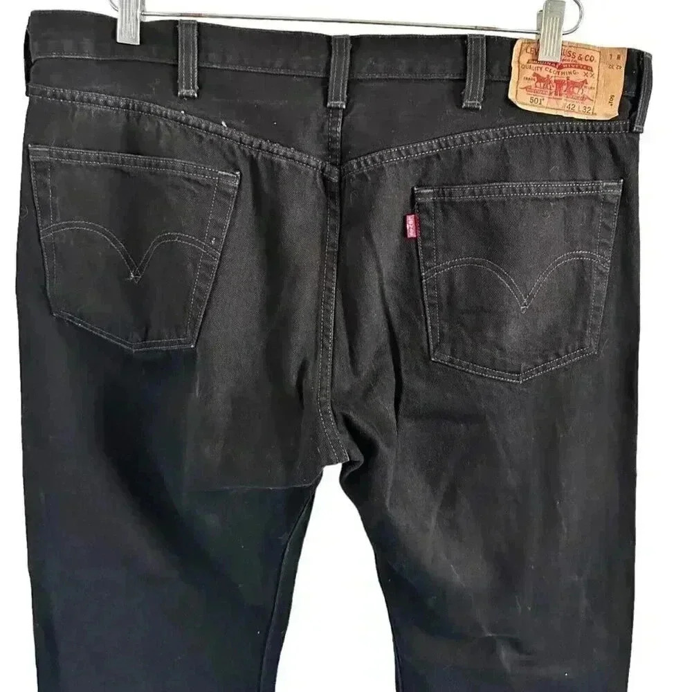 Levi's 501 xx Jeans Men's 42x32 Black 100% Cotton Denim Button Fly - Picture 3 of 16